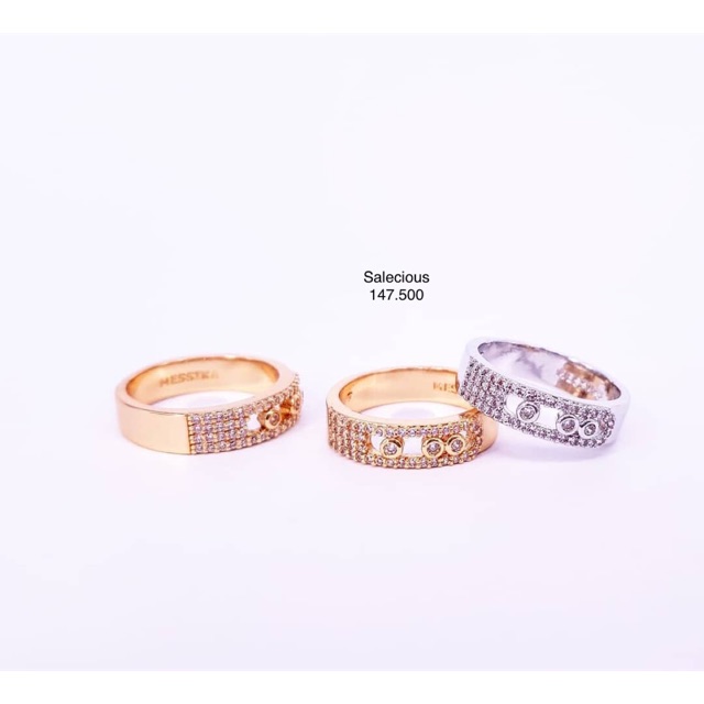 Cincin perhiasan Lapis emas luxury dengan zircon italy asli