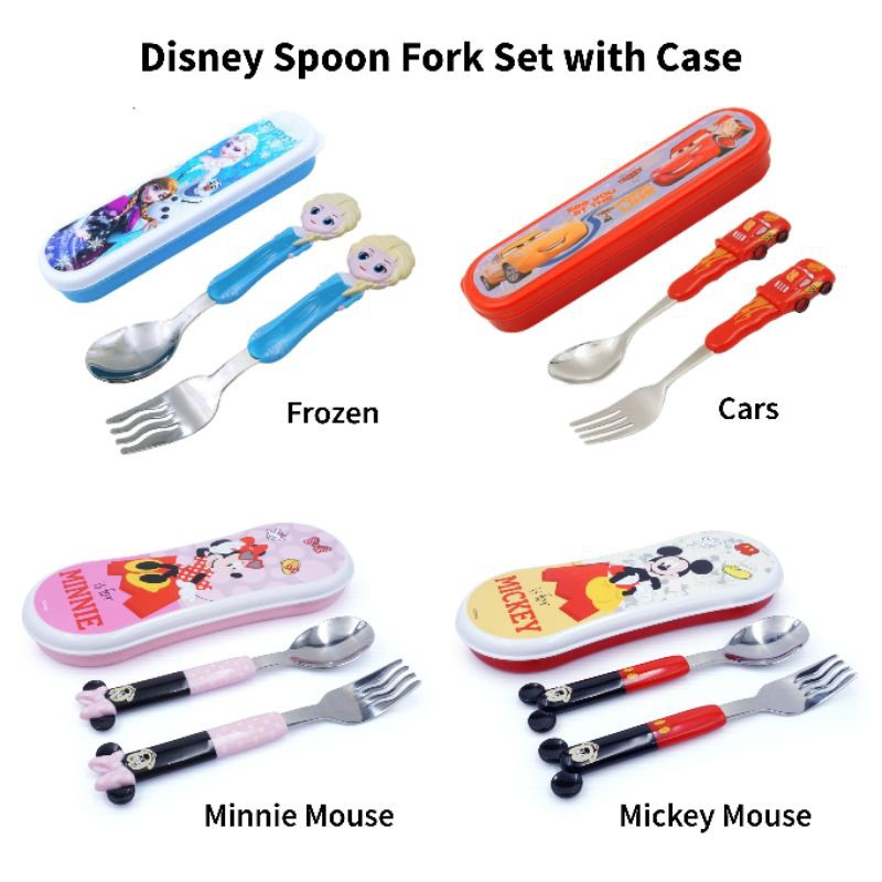 Disney Spoon Fork Set with Case / Sendok Garpu dengan Kotak Kemasan