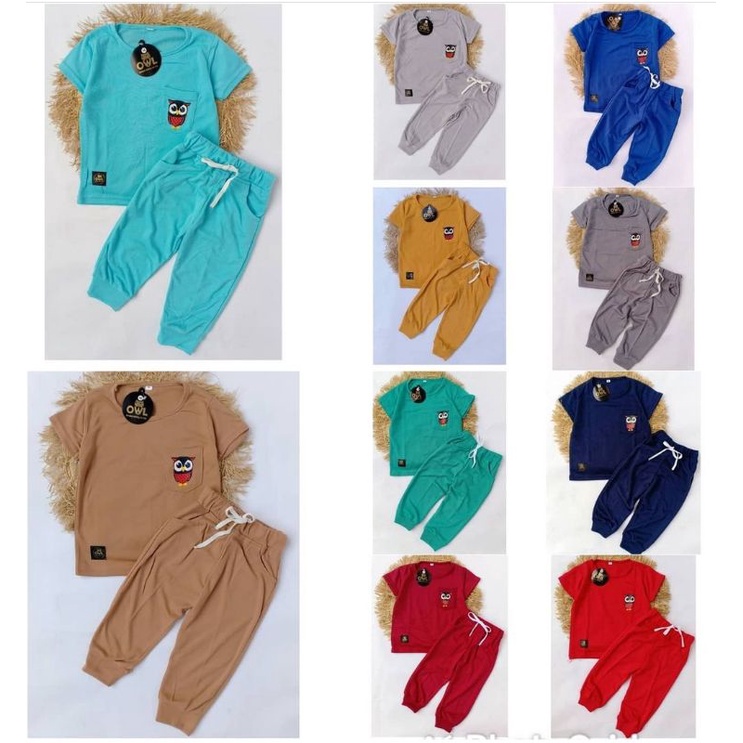 Setcel Jogger Anak Unisex Setcel Polos Usia 1-5 Tahun by OWL