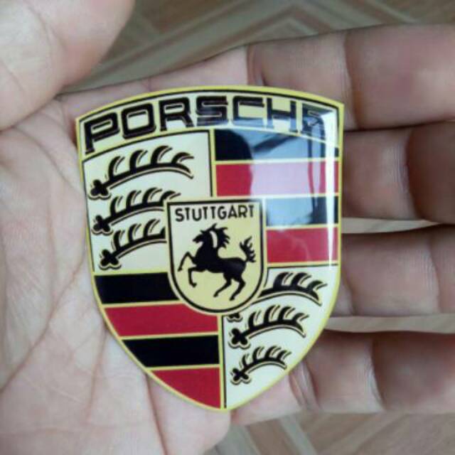 emblem logo porsche sticker mobil timbul resin