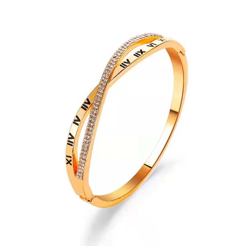 [COD] Gelang Wanita Diamond Titanium premium Lapis Rose Gold Fashion Import-SP-18 Gold