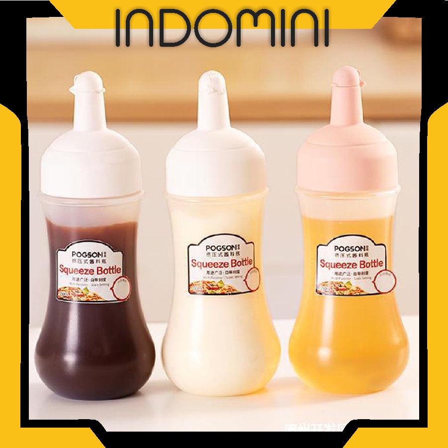 INDOMINI R694 Botol Saus Botol Minyak Botol Kecap Botol Mayonaise Saos Portable 350ml Bahan Plastik PP silikon