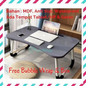 Meja Lipat Belajar Laptop Serbaguna Portable Ada Tempat Gelas Dan  HP/Tablet Bahan Kayu MDF High Pre