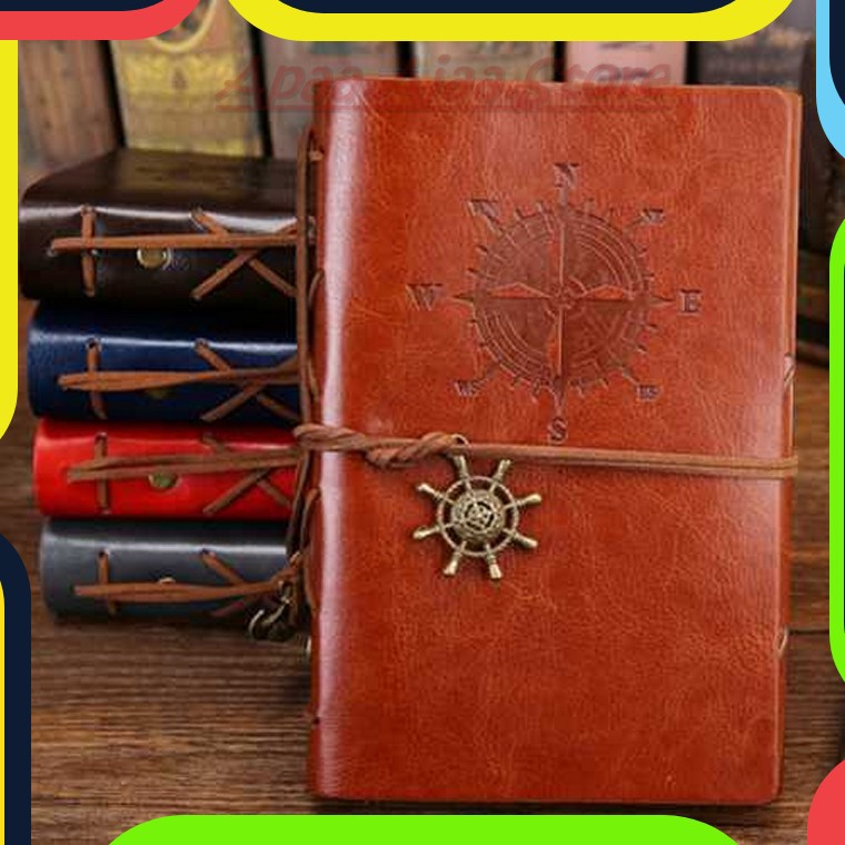 Bayar Ditempat PHANTACI Buku Catatan Binder Kulit Retro Compass Kertas A5 - ZB045