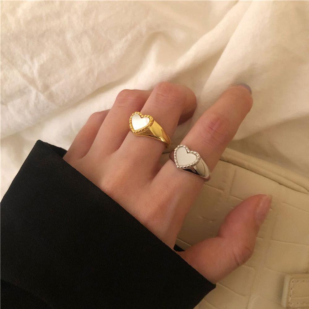 Mxbeauty Jari Cincin Hadiah Pesta Sederhana Cinta Hati Shell Pernikahan Terbuka Ring