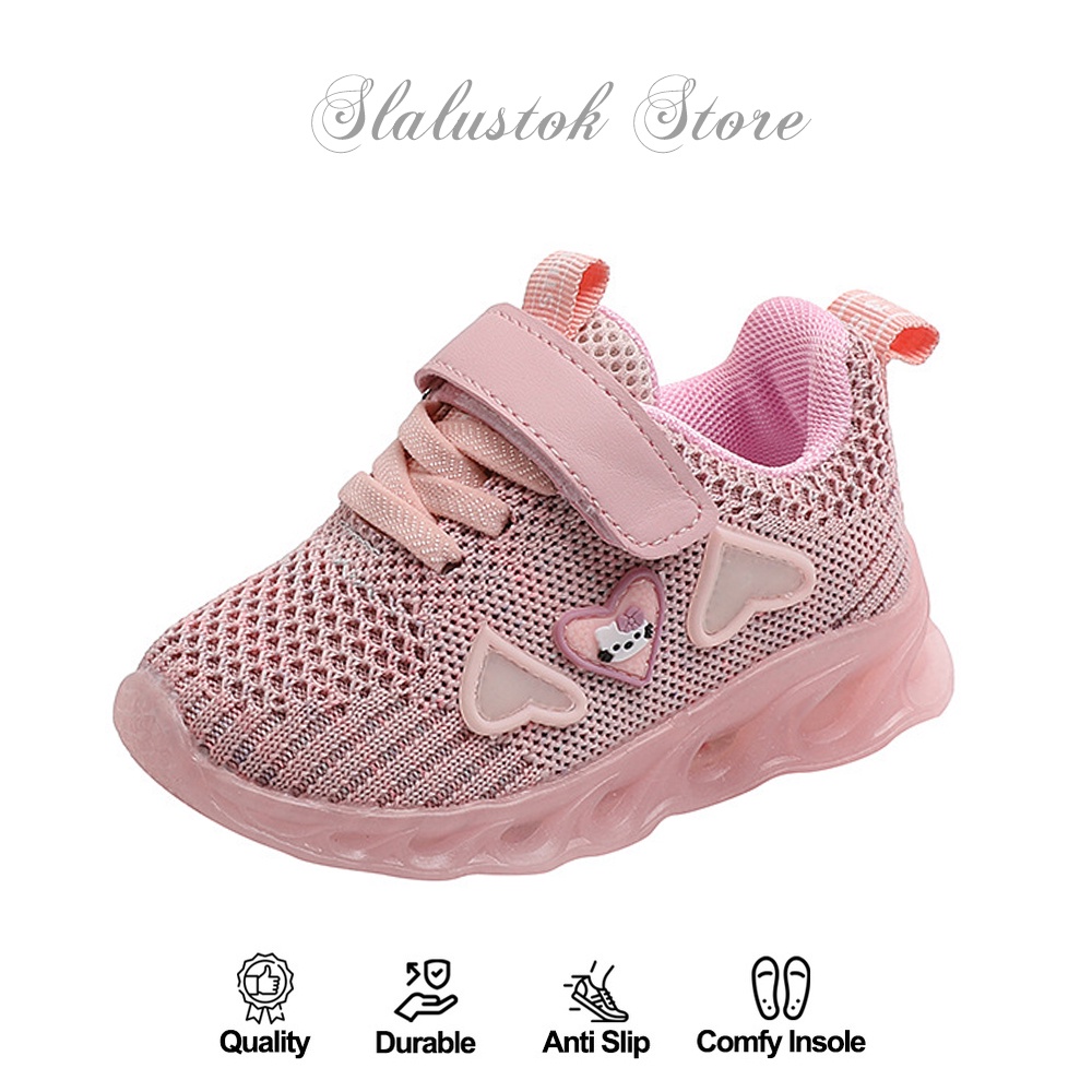 Sepatu Sneaker Anak Perempuan - Sepatu Anak Laki Laki Ultra Light Super LED Sport Import LITLE KITTY 030 Running Shoes