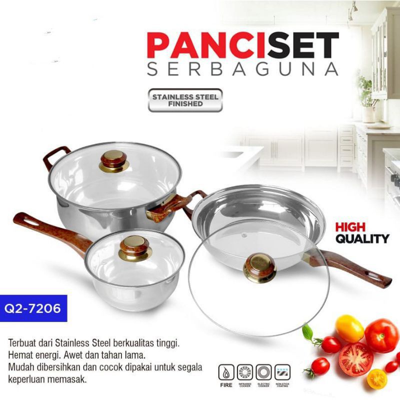 Panci Set Enamel ,  Q2 7206  , V  1834  , GSF 1831 ,   Panci Pnti Pengket , Panci Cookware Set