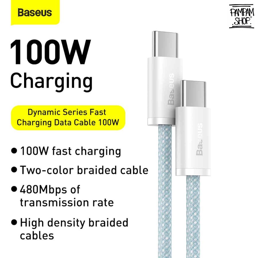 BASEUS ORIGINAL Kabel Data Dynamic Series Type C to Type C 100W Super Fast Charging Ori Laptop Tipe C Cable