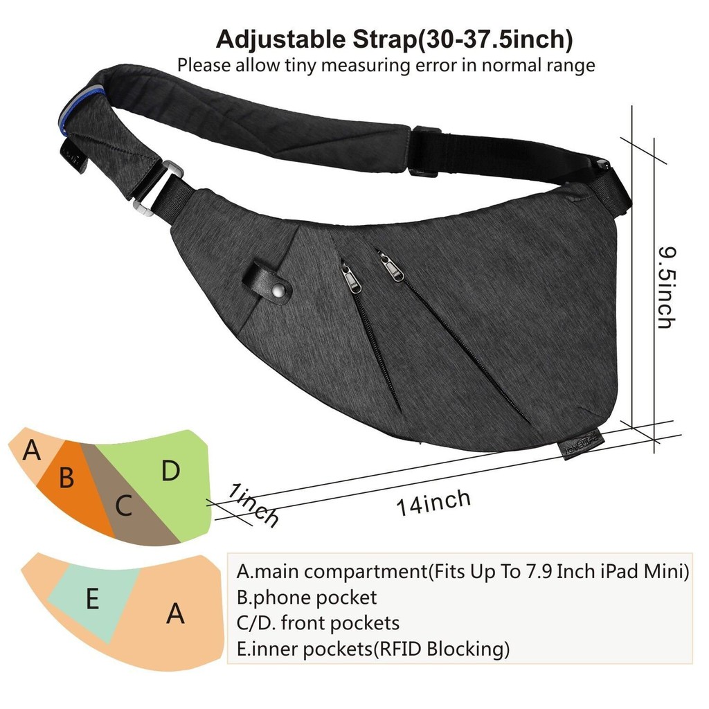 Original JOYLIFE Sling Shoulder Crossbody Chest Bag Slim Anti-Theft Multipurpose Daypack