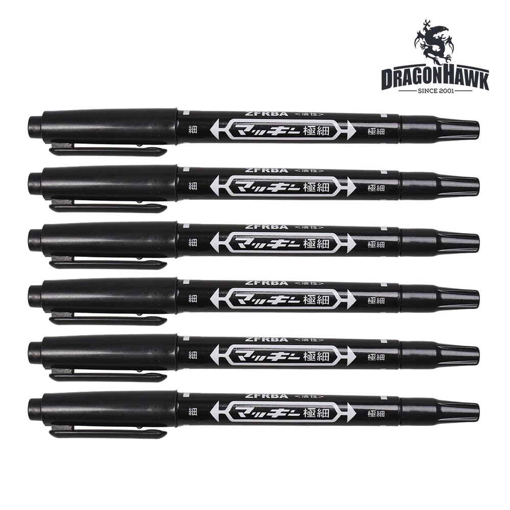 

PRODUK IMPORT 6 Dual Tip Tattoo Pierce Skin Marker Medical Scribe Pen Black