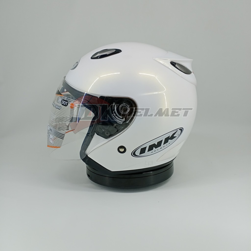 helm half face ink centro jet solid white pearl gold original putih polos