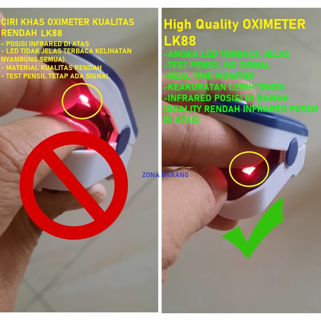 LK88 Fingertip Pulse Oximeter SPO2 Ukur Kadar Oksigen Detak Jantung