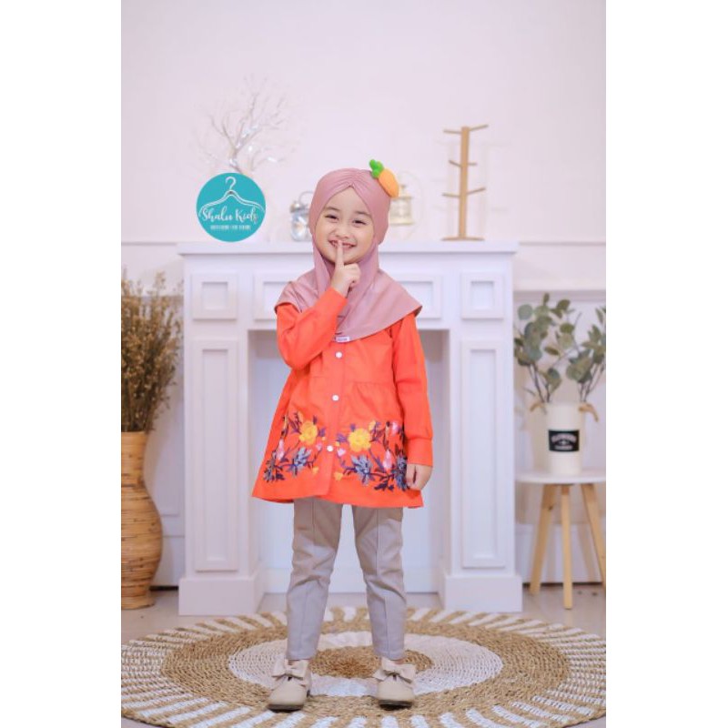 Kemeja Katun Bordir Shalu Kids Size 4-12T