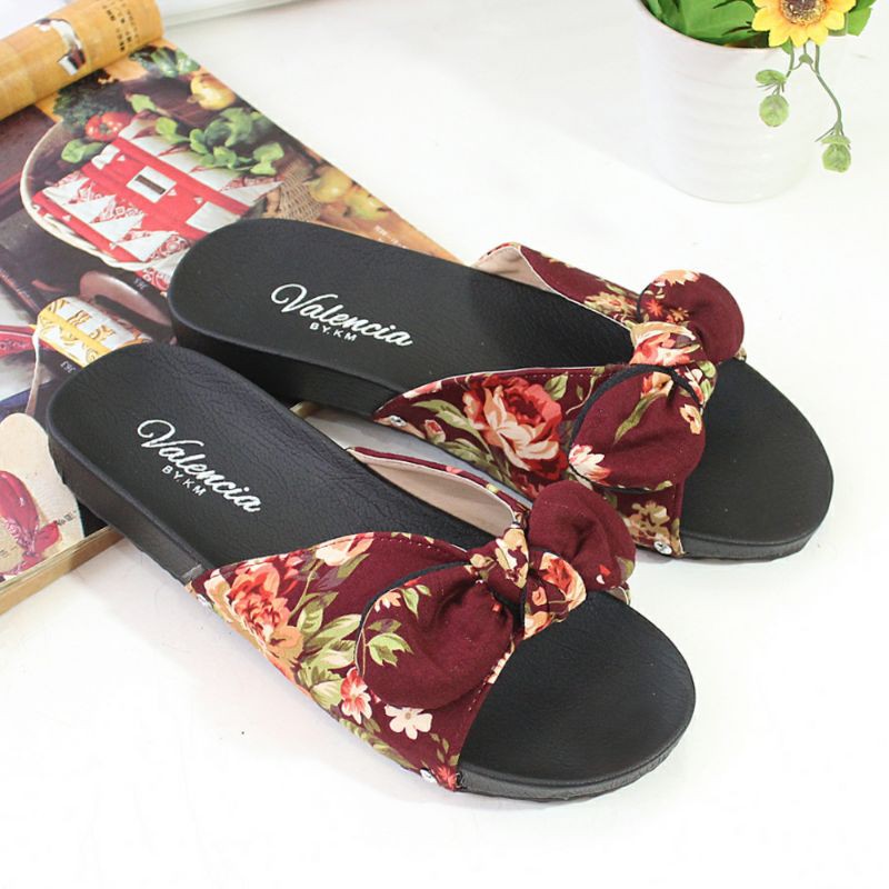 sandal sol kokop puyuh motip bunga dasi new