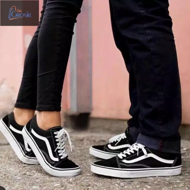 sepatu Vans old school OS/vans original/vans hitam putih/vans pria/vans premium Pria Wanita sk