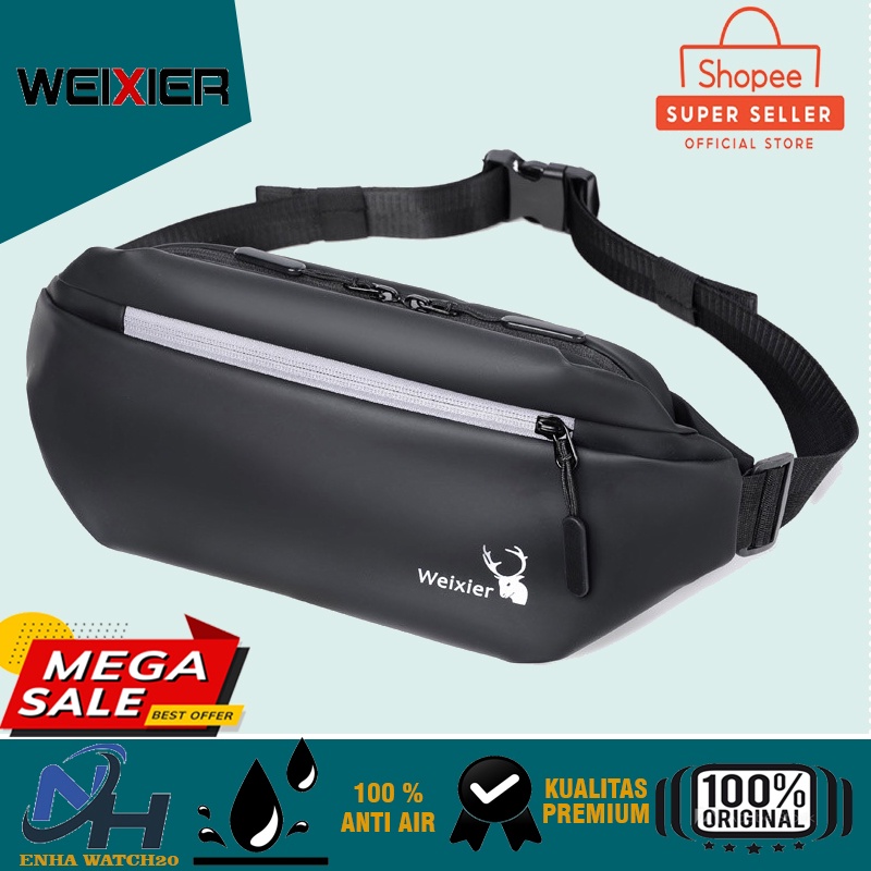 PROMO Tas Selempang Cowok Tas Dada Pria Waist Bag LakiLaki Premium Anti Air WEIXIER 9563 Shoulder Ba