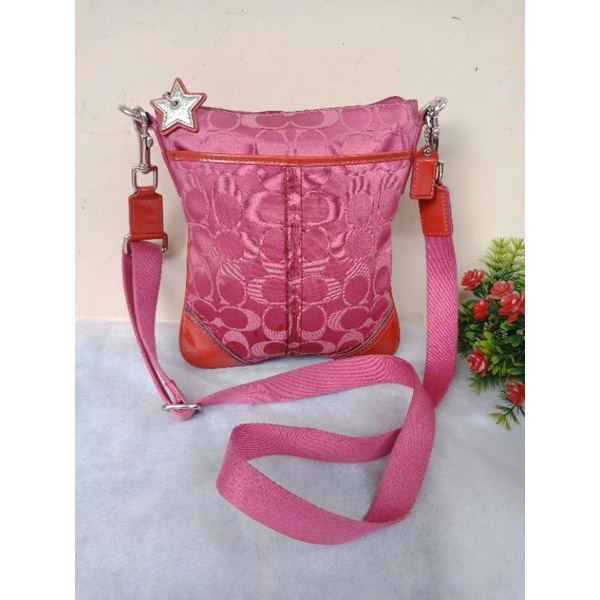 COACH ORIGINAL MINI SLING BAG,  KANVAS MIX KULIT,  COACH POPPY SLING BAG,  PRELOVED SLING COACH,  PR