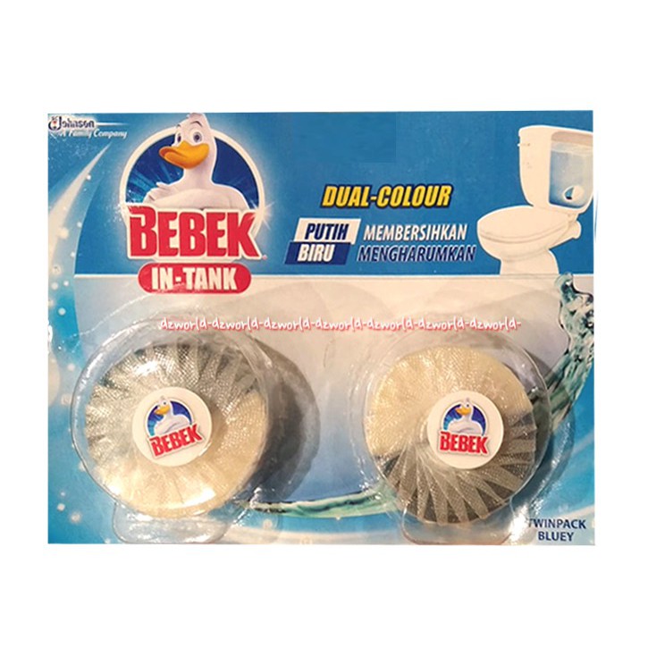 Bebek In-Tank Dual Colour 2pcs Pembersih Kloset Sibiru Twinpack Putih Biru Bebek Duck in Tank 2 Warna Putih Biru Penghilang Bau Closet