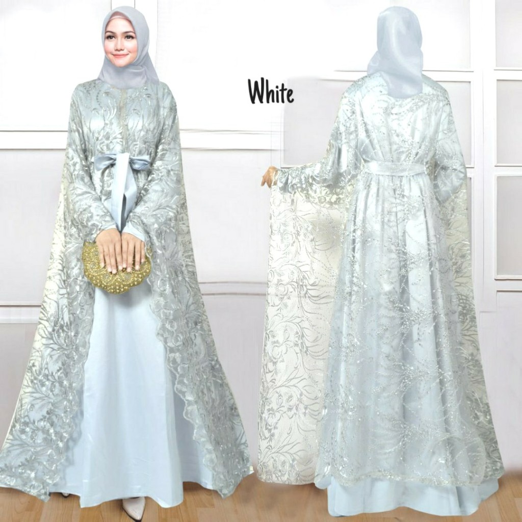 HOPYLOVY - Maxi Dress Wanita Aminah Cape Brukat