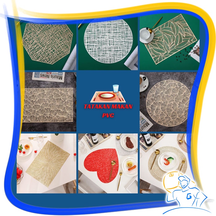 Tatakan PVC Placemat Love Piring Meja Makan Table Mat Anti Air Minyak