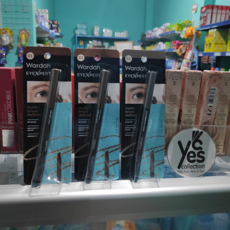 Wardah Eyexpert Matic Brow Definer Eye Expert Pensil Alis Metik Waterproof Eyebrow 01 Light Brown 02 Dark Brown 03 Dark Grey