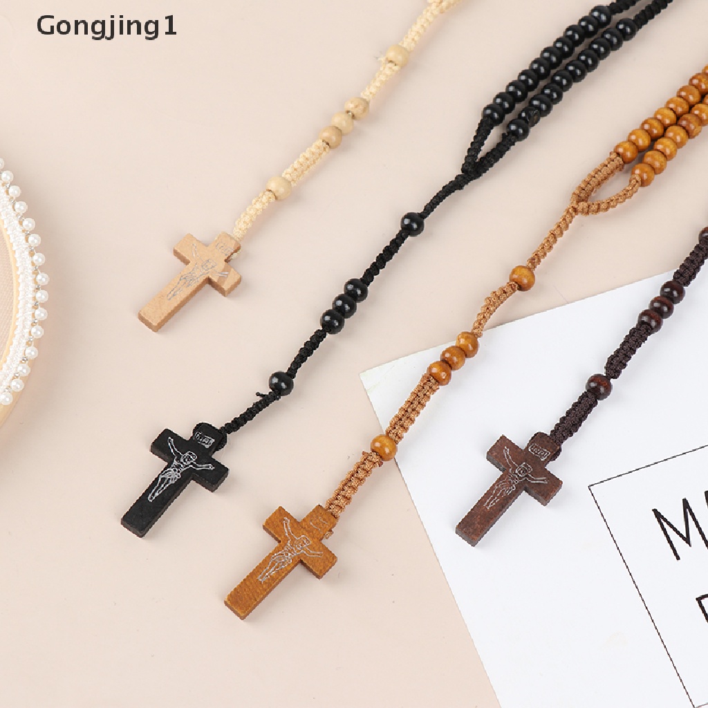 Gongjing1 1Pc Kalung Rosario Desain Manikmaniksalib Yesus Gaya Katolik Untuk Priawanita