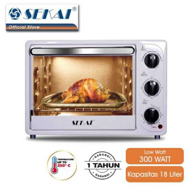 Sekai OV 180 . Oven Listrik Low Watt 600W 18Liter. Baru&amp;Bergaransi Resmi