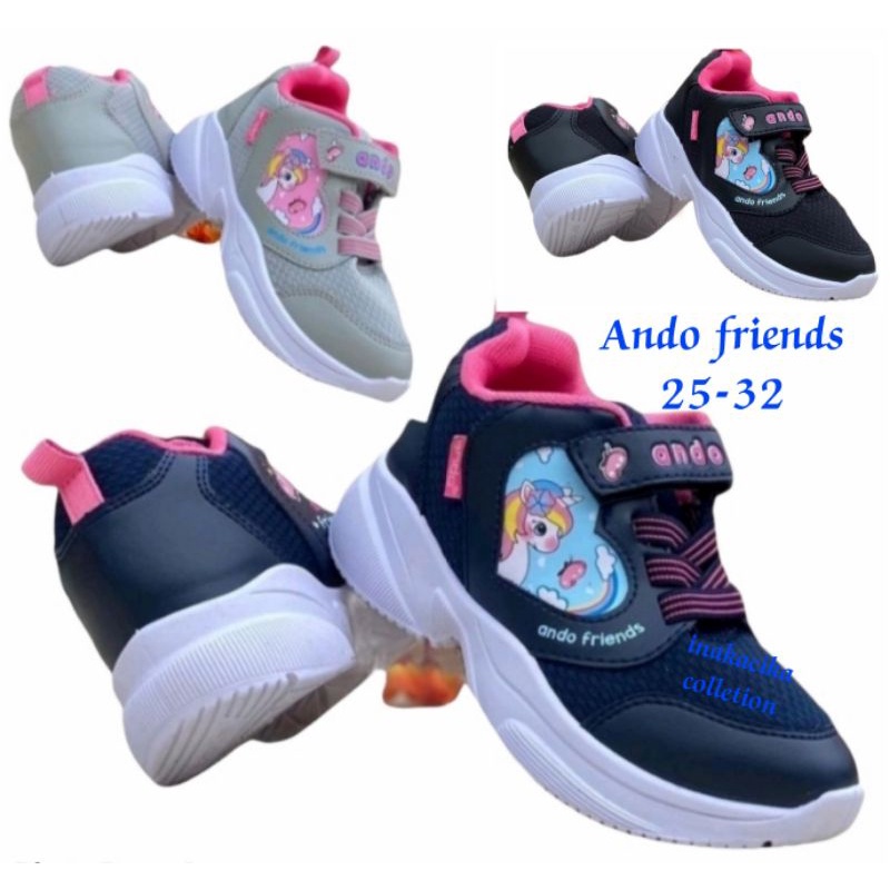 sepatu sekolah anak perempuan cantik ando friends original TK SD