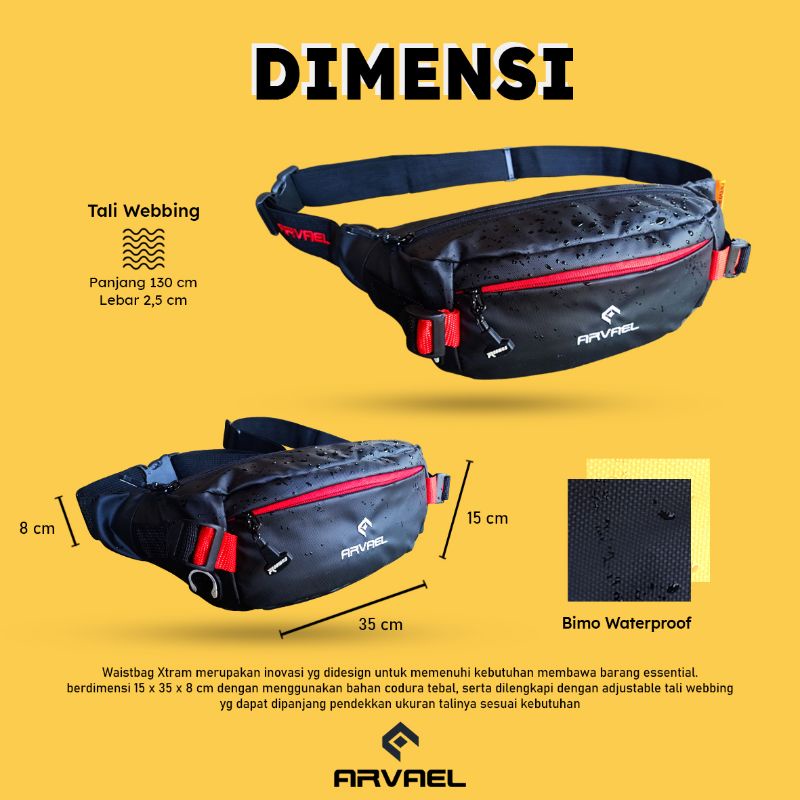 Tas Waistbag Waterproof Tas Anti Air Anti hujan Arvael Xtram