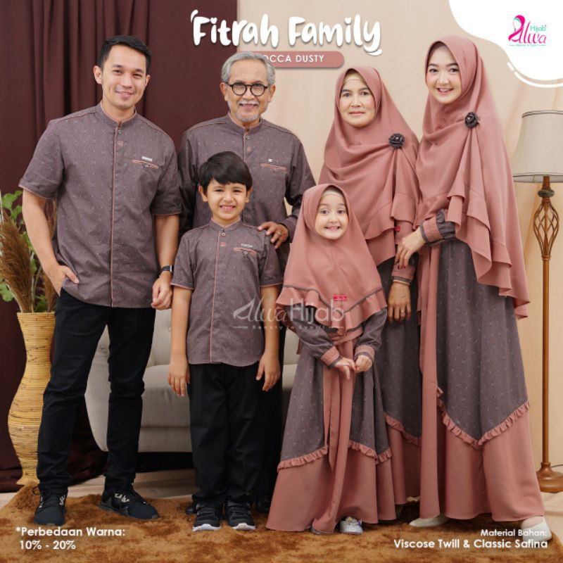 READY COUPLE Gamis Koko Fitrah Family Series by Alwa Hijab Blush Mocca