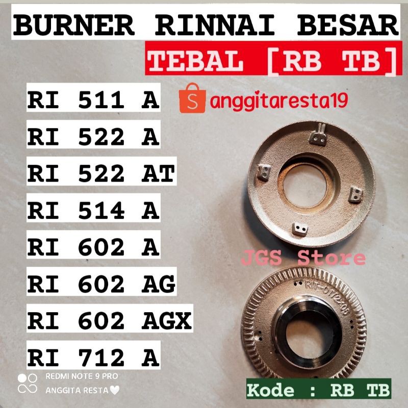 TEBAL - Burner Kuningan Kompor Rinnai Besar 511a 602a 602ag