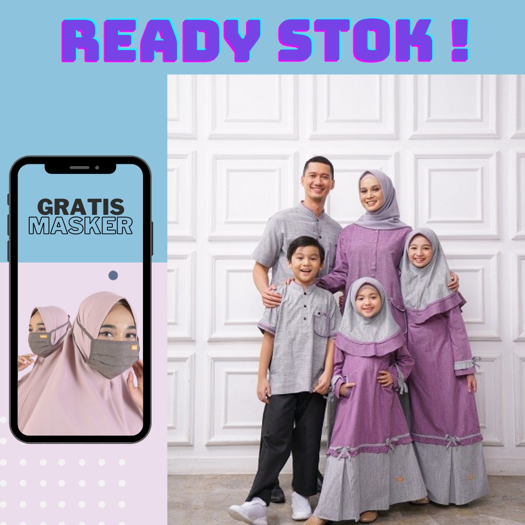 COUPLE  MUSLIM BAJU GAMIS TERBARU SARIMBIT NIBRAS  PURPLE 2021 BAJU COUPLE KELUARGA PROMO