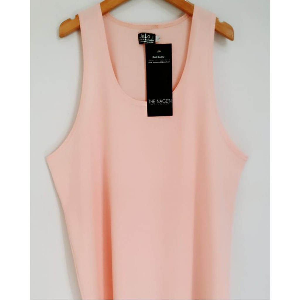 Kaos singlet pria peach polos slim body fit / tanktop dewasa streech