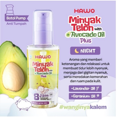 Hawo Minyak Telon with Avocado Oil Plus (Night)