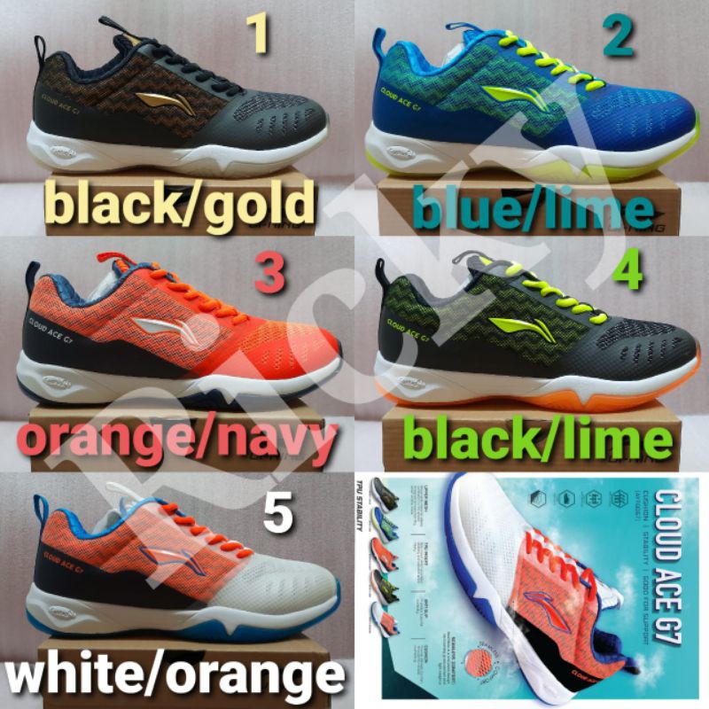 SEPATU BADMINTON LINING CLOUD ACE G7 - CUSHION - TPU STABILITY/ANTI SLIP/COMFORT - ORIGINAL LI-NING