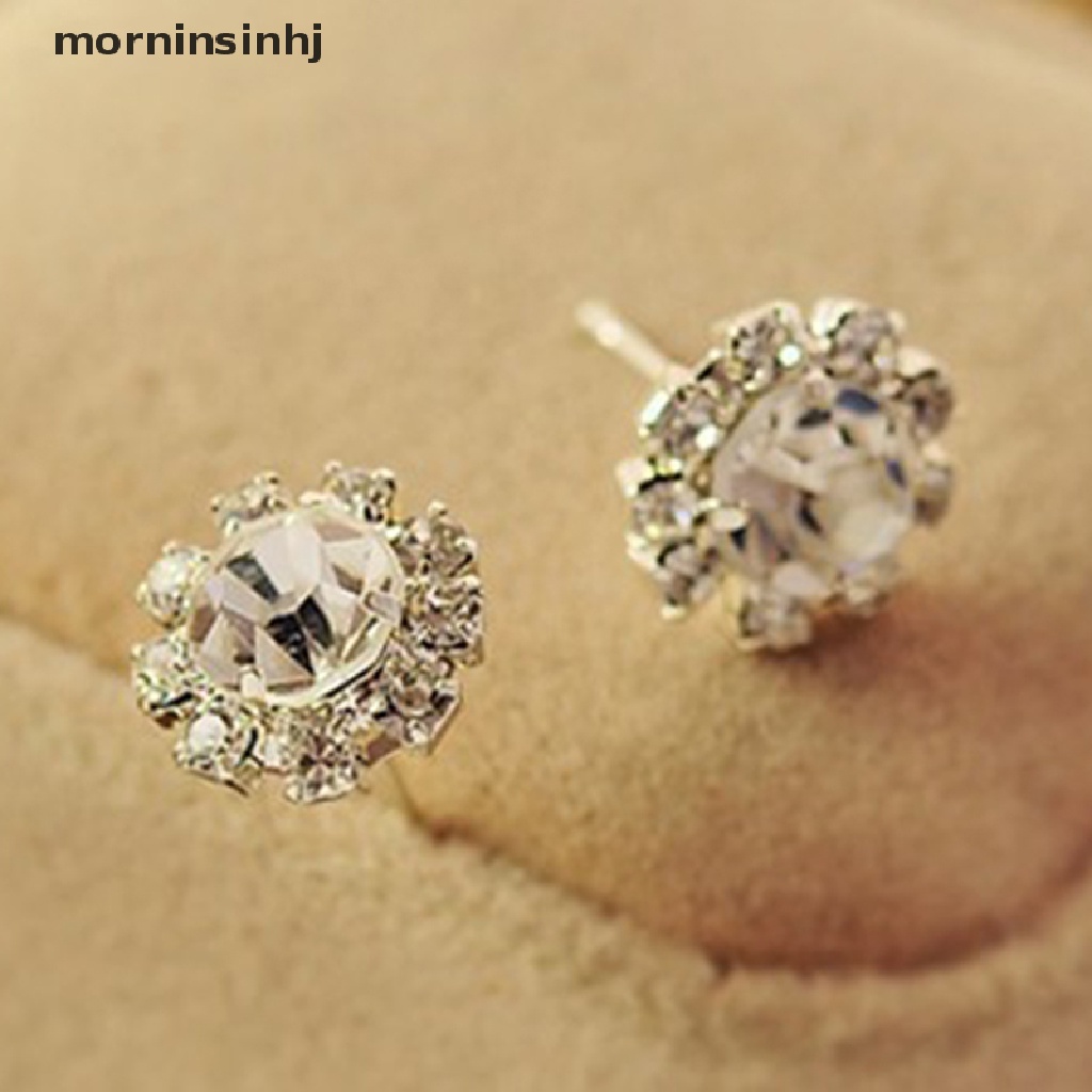 Mornin Anting Tusuk Gantung Desain Bunga Hias Kristal Untuk Wanita