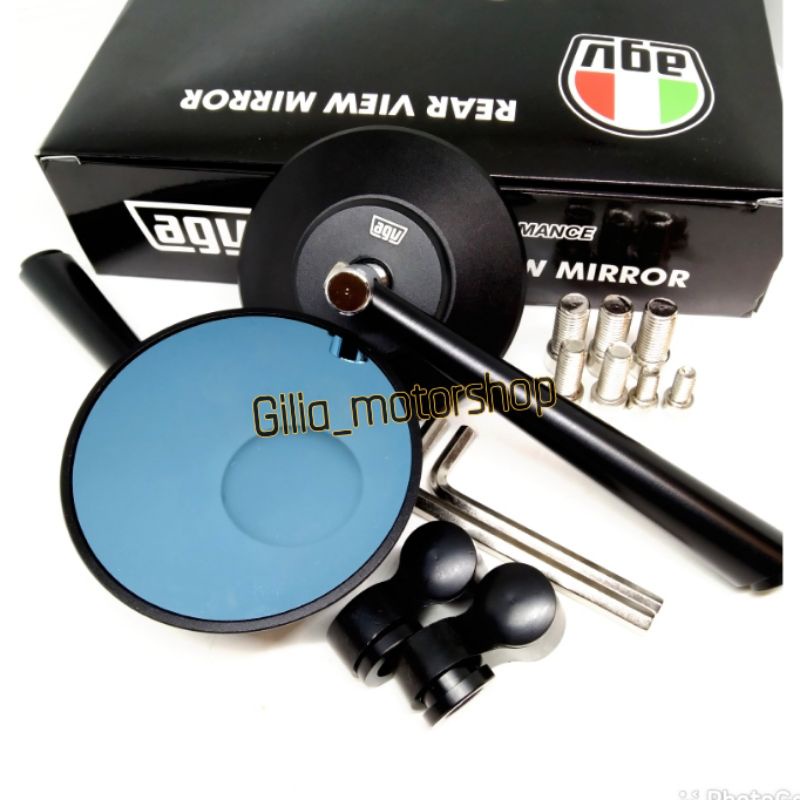 Spion Bulat AGV Original Retro Classic Mirror Blue Spion Jokowi Universal Motor Variasi motor Nmax Aerox Pcx Adv dll