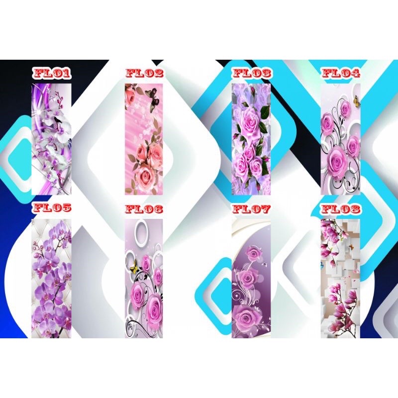 stiker lemari kaca pemasangan dari dalam berbagai motif bunga