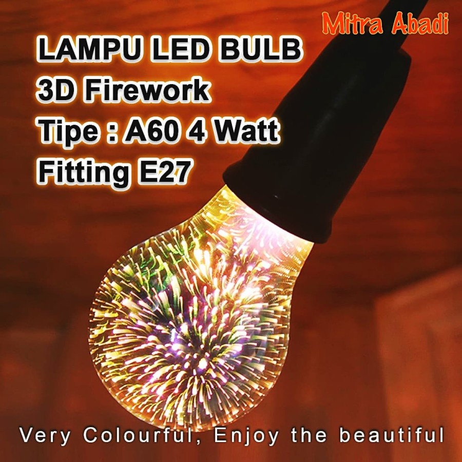 Lampu Bulb LED Edison 3D Firework Vintage A60 4 Watt/4W Fitting E27