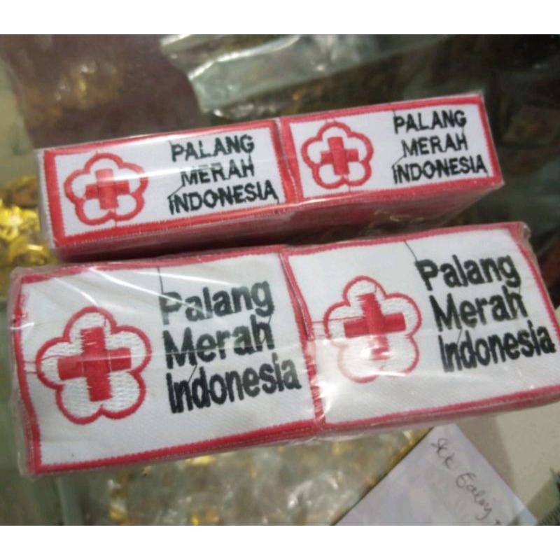 ( COD ) LOGO PALANG MERAH INDONESIA PMI 3 x 7 BORDIR ,BET PALANG MERAH INDONESIA , BET PMI BORDIR , 