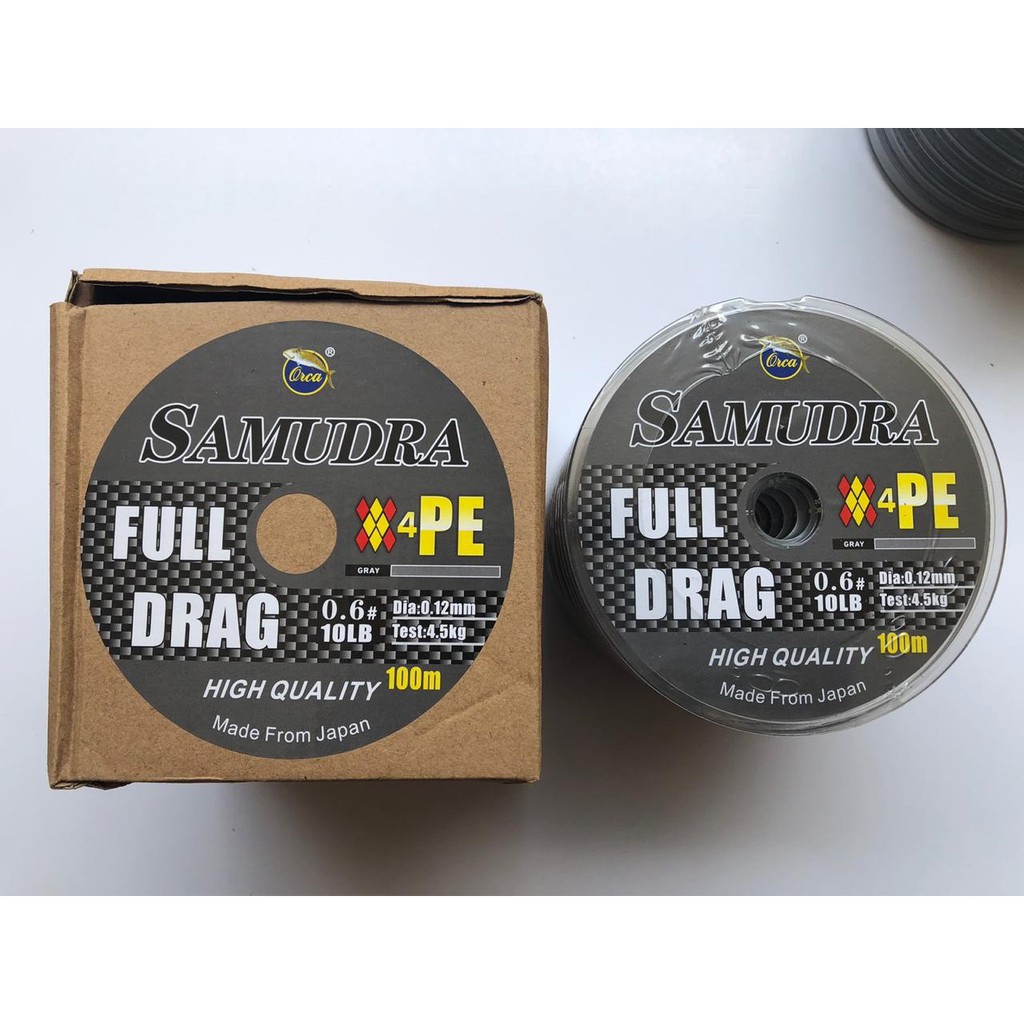 Senar Pe Pancing Orca Samudra Mantap 100m Full Drag Max Drag 12.7Kg Warna Grey