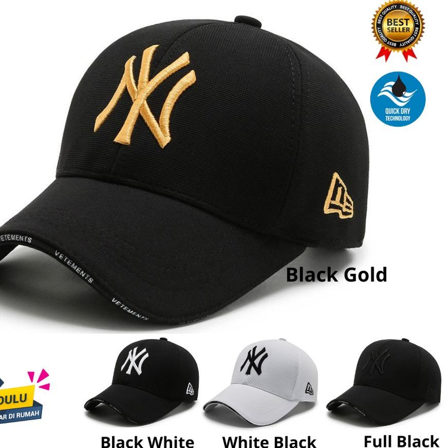 ✴ Topi Baseball NY VETEMENTS Pria Wanita Fashion Snapback Import Cap New York Gold Original ❉