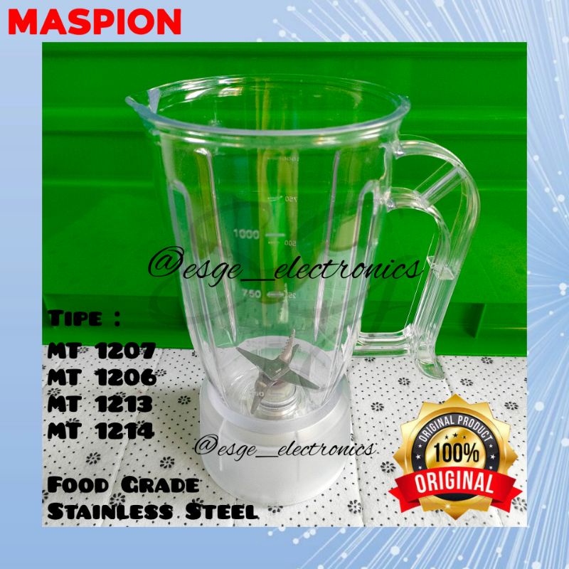 ORIGINAL GELAS JUS BLENDER MASPION MT-1206 MT-1207 GELAS PISAU BLENDER TABUNG BESAR BLENDER MASPION MT 1206 1207 1213 1214 BOTOL JUS MASPION BOTOL BLENDER MASPION ORIGINAL GELAS JUS MASPION BOTOL BESAR GLASS JUS GELAS JUICE MASPION