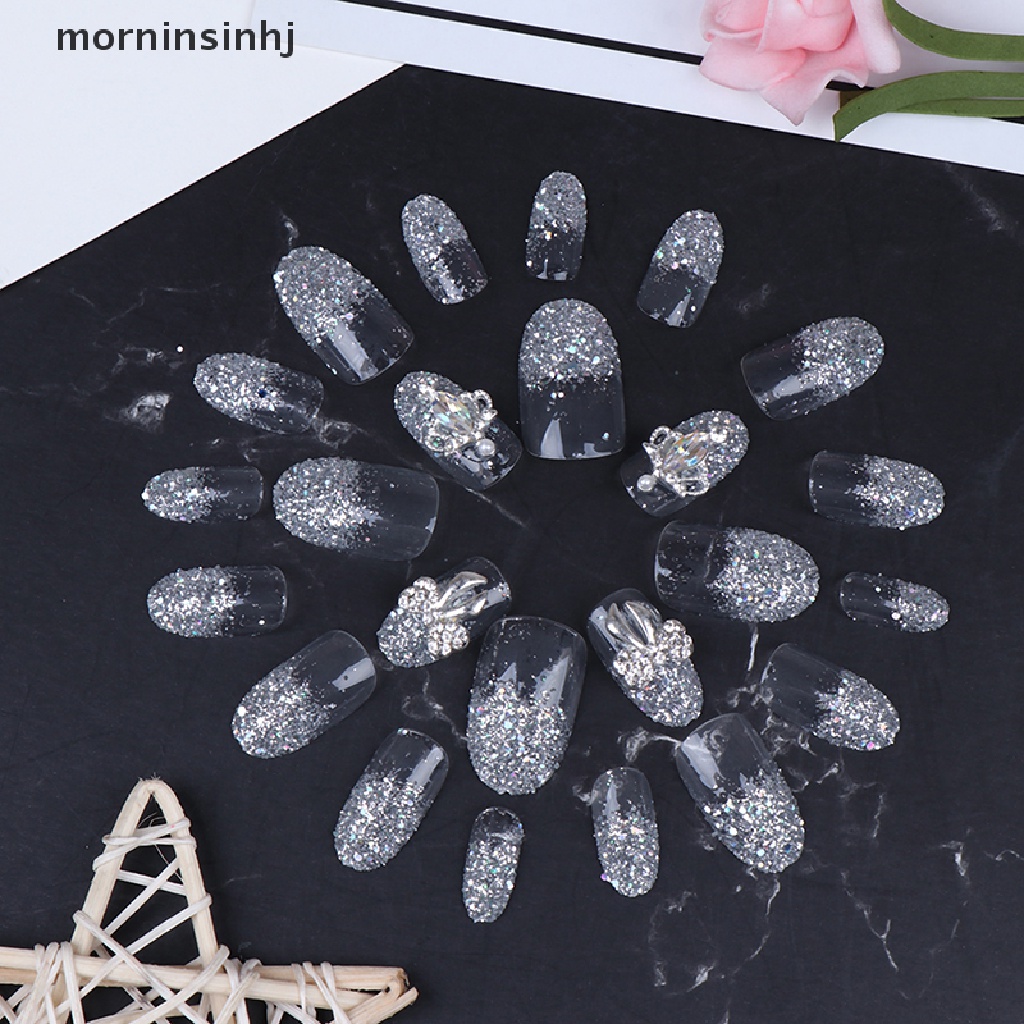 Mornin 24pcs Kuku Palsu Akrilik Full Cover Untuk Nail Art