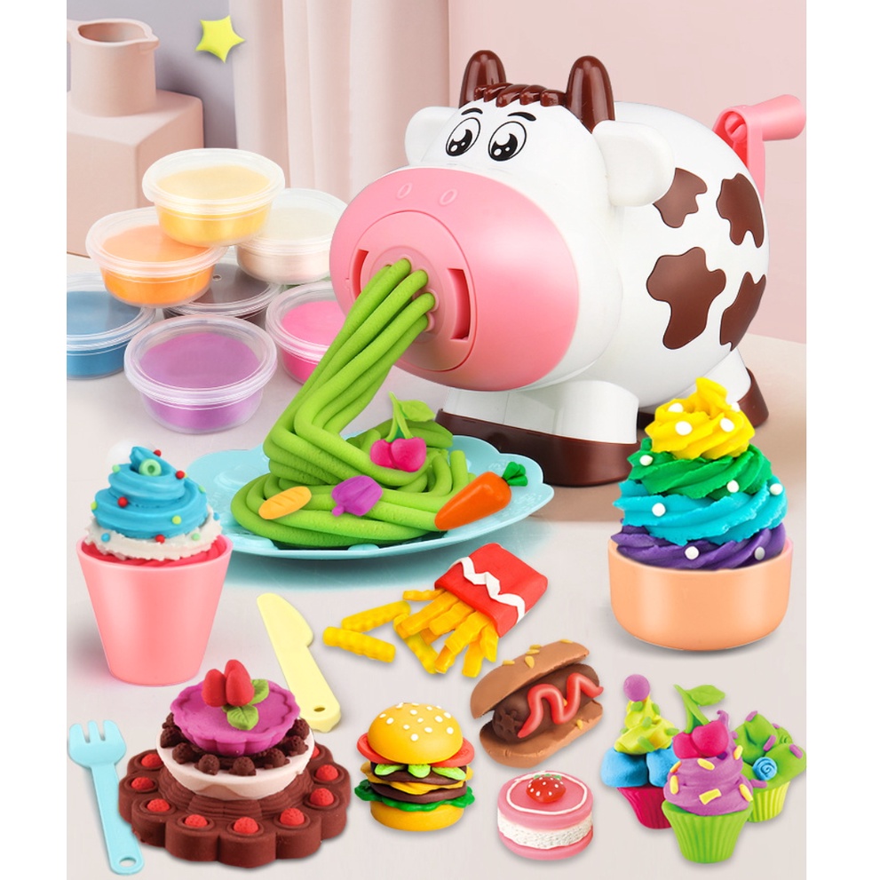 [LOGU] Mainan dream clay cow, Mainan sapi clay tanah lihat set anak