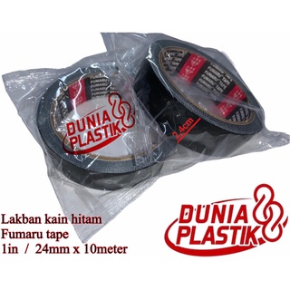 

LAKBAN KAIN 24mm x10meter 1in 1'' lakban solatip selatip hitam perekat lem tempelan cloth tape black
