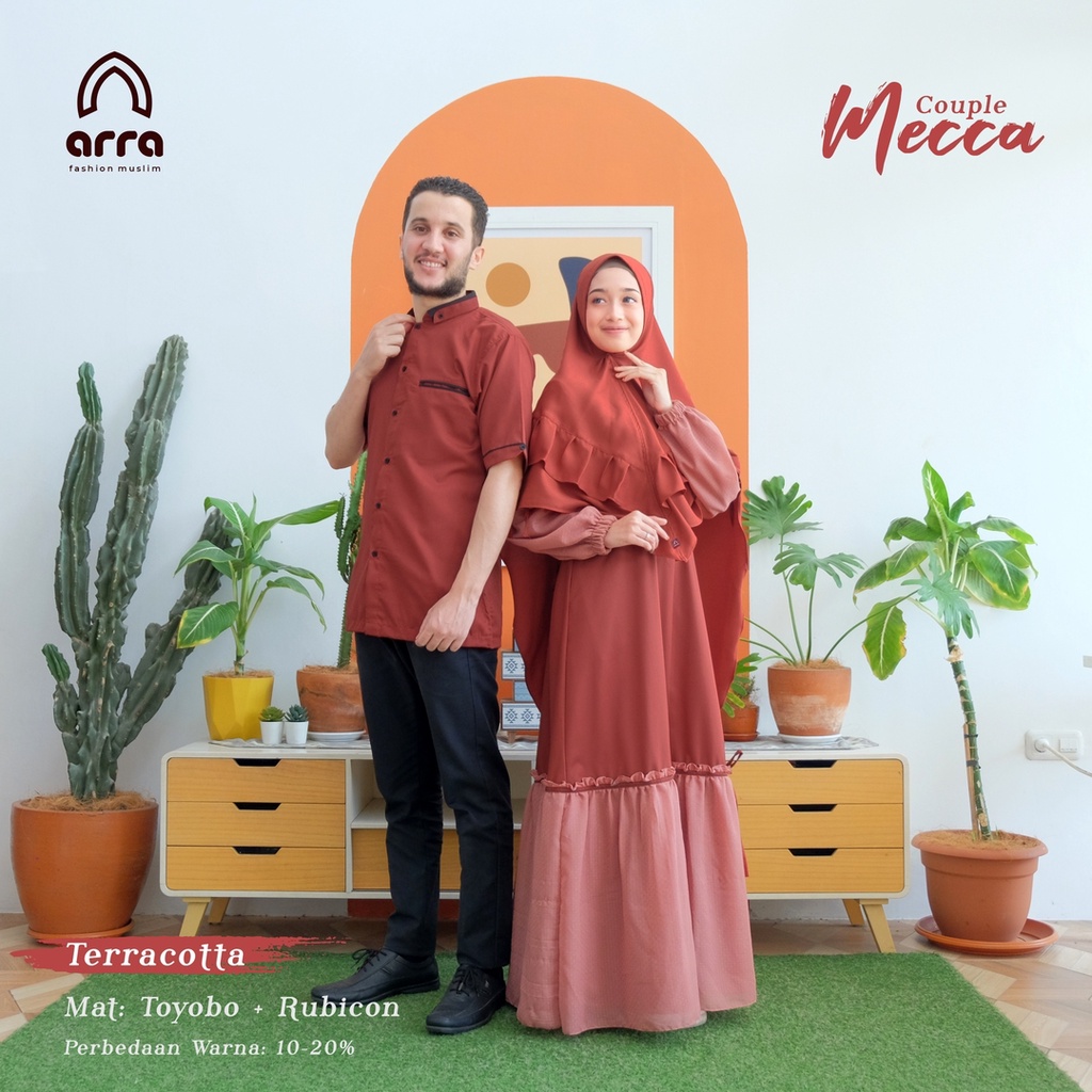 Arra Sarimbit Keluarga Gamis Ayah Ibu Anak Series Mecca Warna Terracotta Original Premium Baju Couple Busana Muslim Terbaru 2022