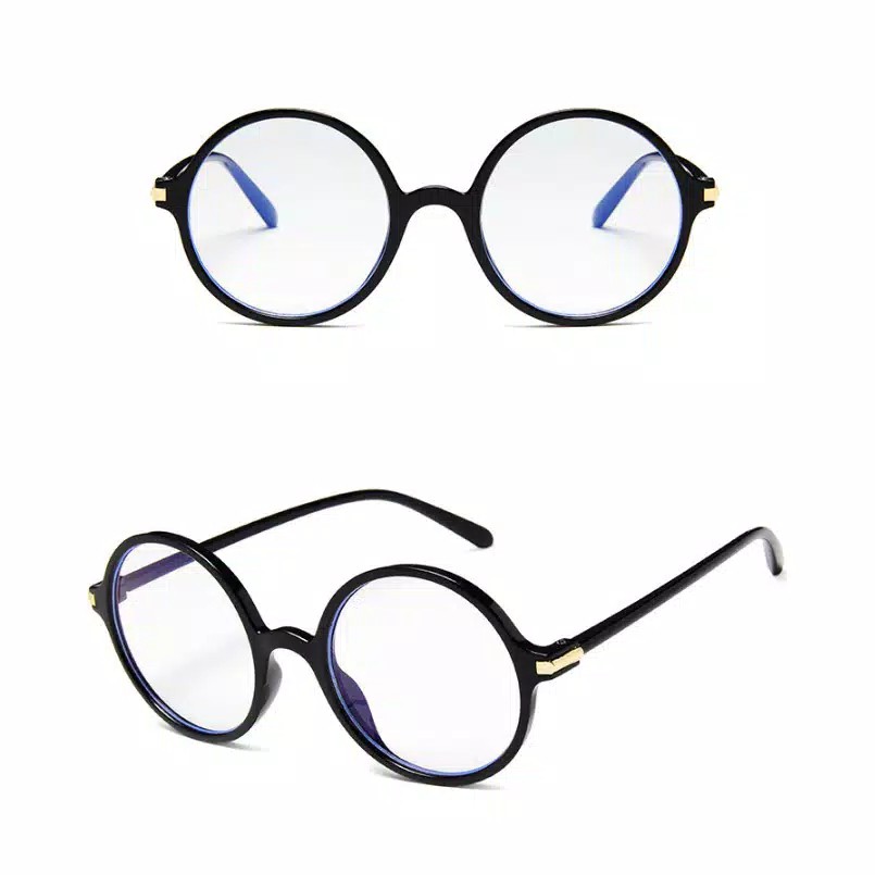 ✧YUKSHOPING✧ R101 Kacamata Fashion Anti Radiasi Bulat Sunglasses Frame Anti Radiasi Lensa Transparan-5