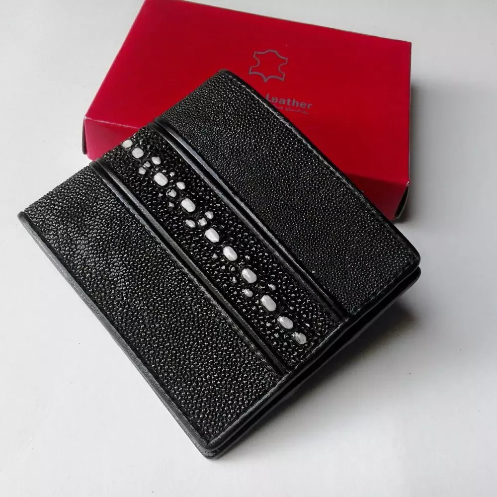 DOMPET KULIT PARI DOMPET PRIA KULIT IKAN PARI ASLI DURI WARNA HITAM