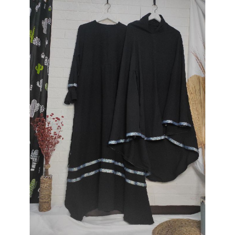 SALE set gamis jetblack mix renda india